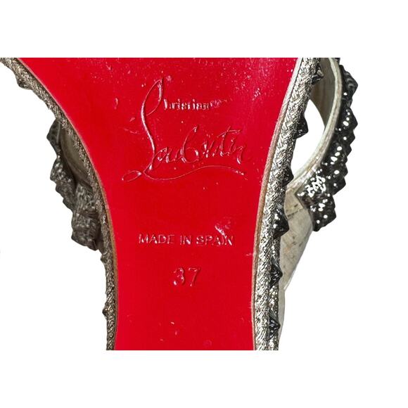 Christian Louboutin Ecu 120 Liege Pepite Studded Platform Wedge Heels Sandals 37 - Picture 8 of 8